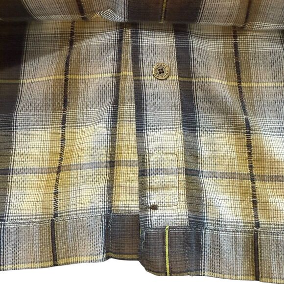KUHL Mountain Grown Button Up Camp Shirt Short Sleeve Plaid Men's Size 2XL Brown - Picture 10 of 12